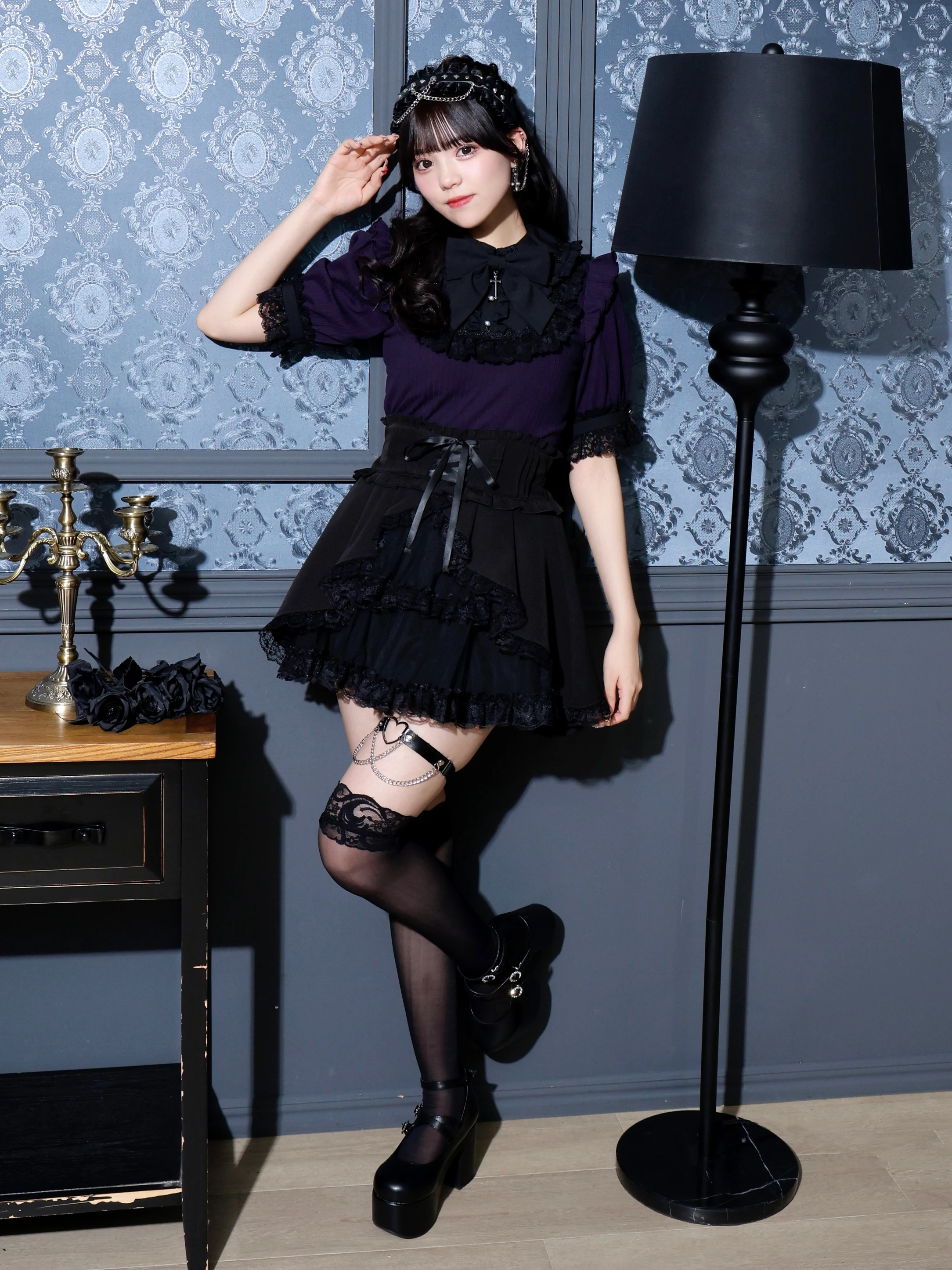 サンローラン　スカート　黒 SAINT LAURENT/サンローラン】 ハンガー付 160/64Y スカート 羊革