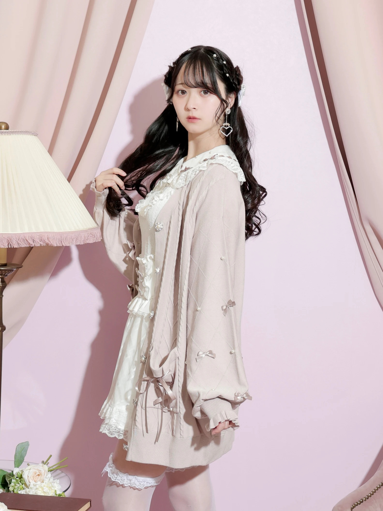 未使用◎リトルイーグル／日本製 上質ラムズウール ロングカーディガン ベージュ 未使用◎リトルイーグル／日本製 上質ラムズウール ロングカーディガン