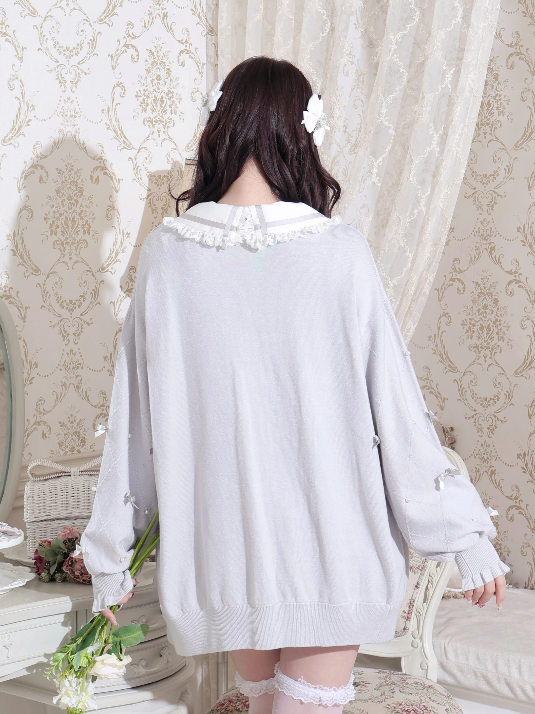 キラキラリボンケーブルカーディガン（カーディガン｜オフホワイト