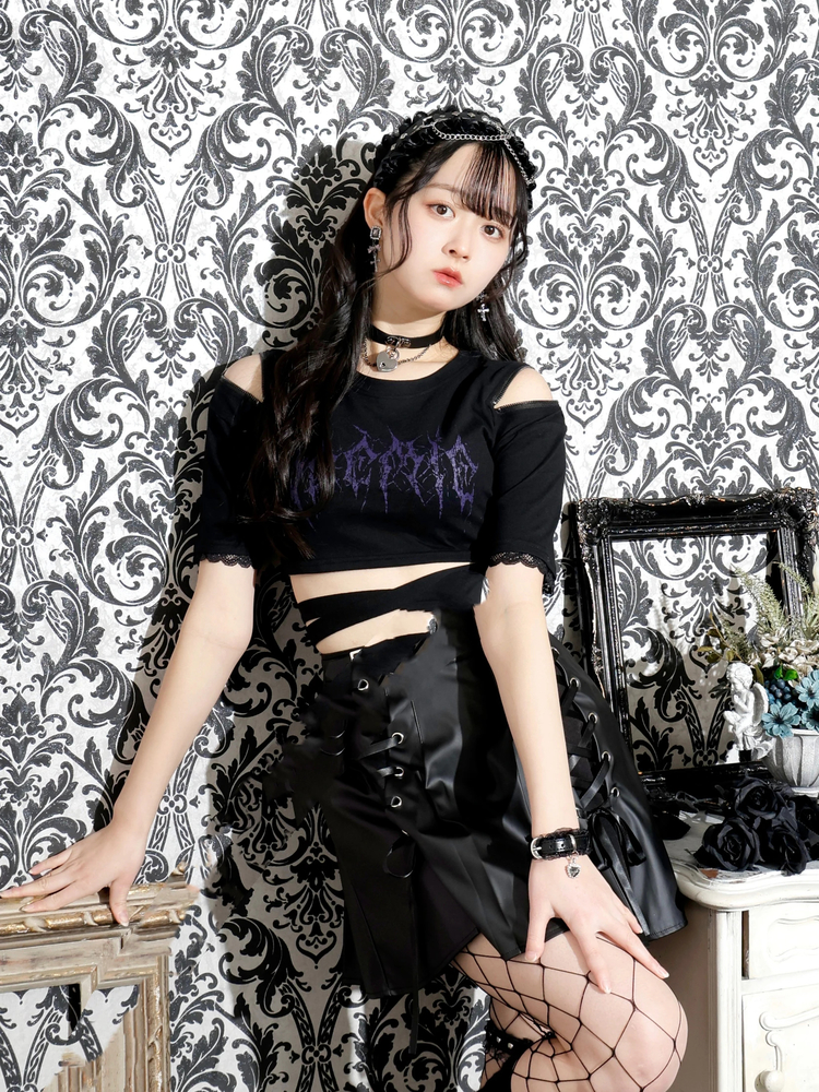 NOEMIE(ノエミー) |肩ジップオープンショルダーぐるぐるTシャツ