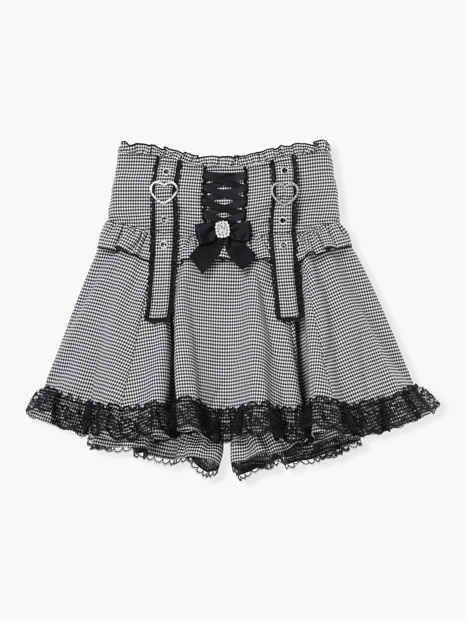 キラキラハートバックルレースアップスカパン（ショートパンツ｜ピンク