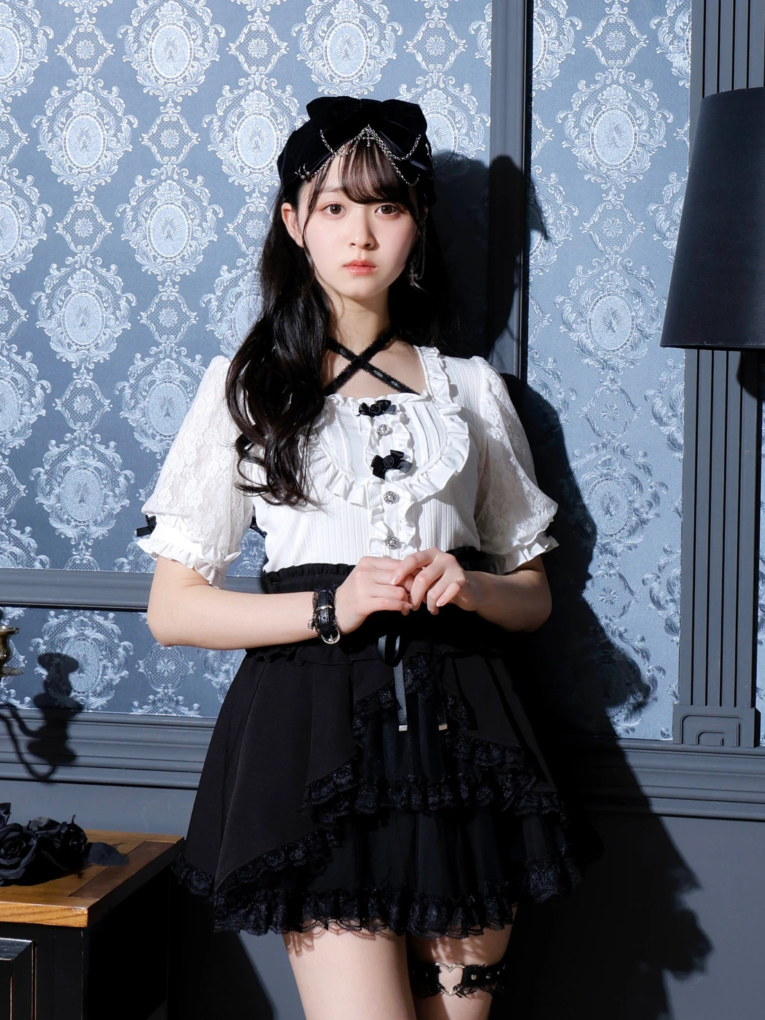 NOEMIE ノエミー ローズチョーカーネックゴシックカットソー ローズチョーカーネックゴシックカットソー（カットソー・T