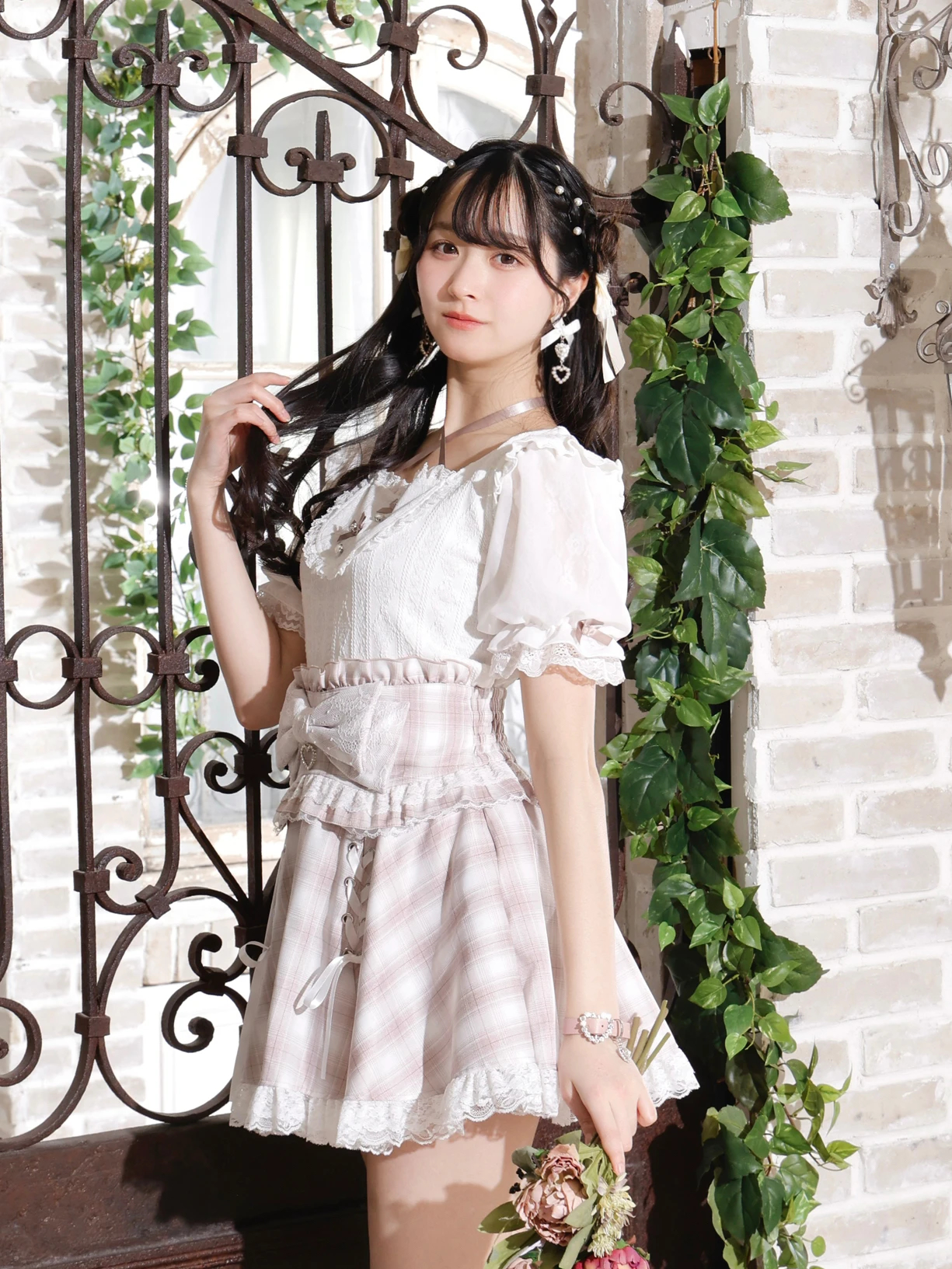 ♡NOEMIE　お嬢さんバックレースアップチョーカーネックカットソー♡ お嬢さんバックレースアップチョーカーネックカットソー