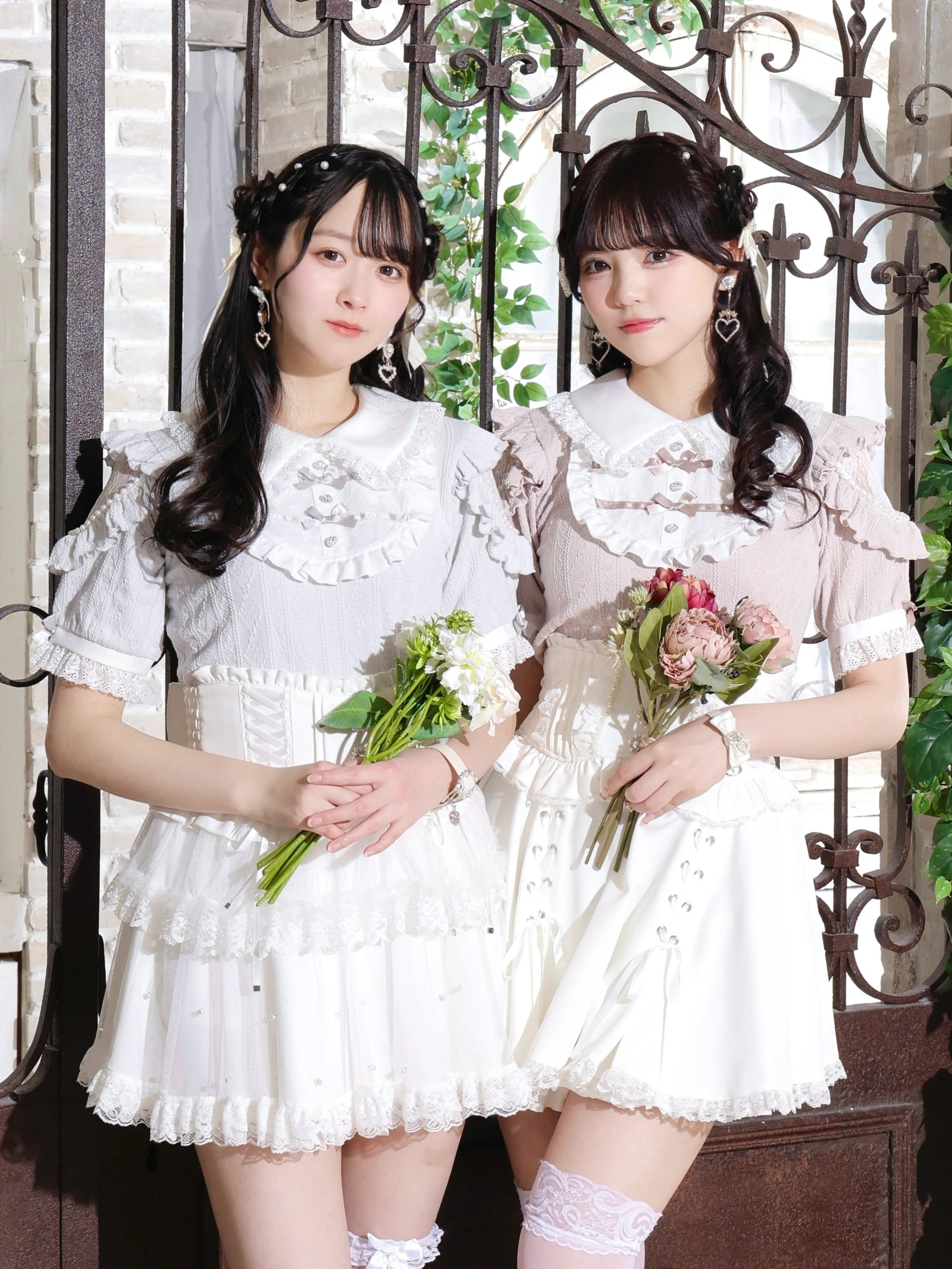 お嬢さんダブルリボンパールショルダーカットソー お嬢さんダブルリボンパールショルダーカットソー（カットソー