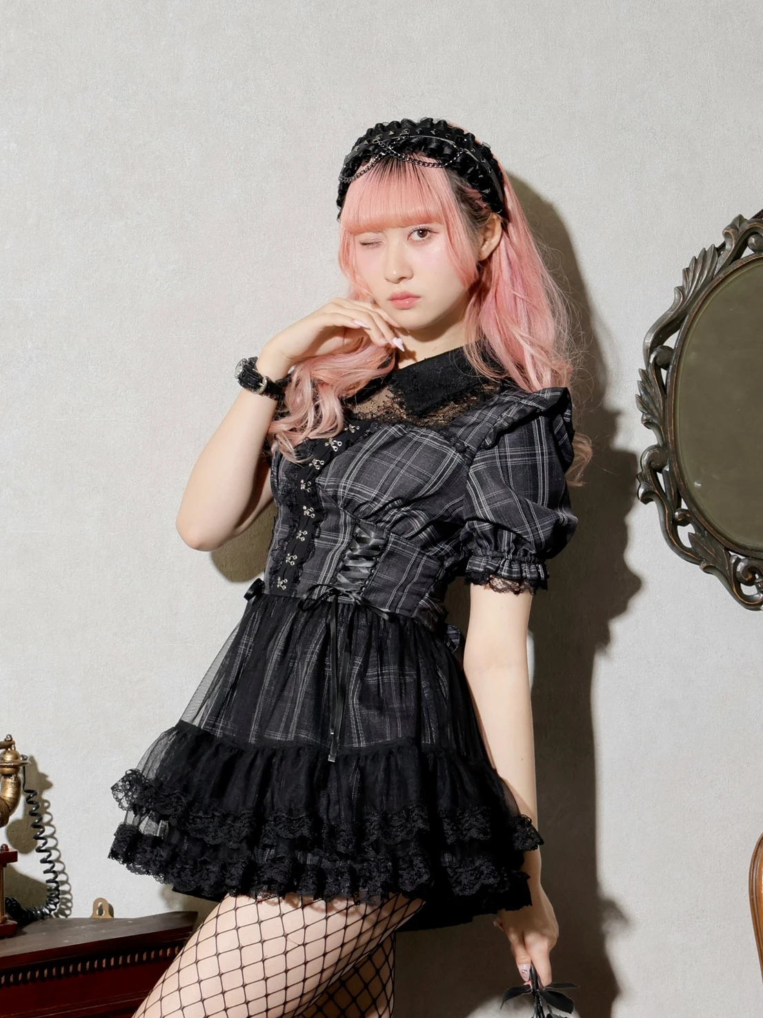 ノエミー（NOEMIE） ティアードレースアップセットアップ ノエミー NOEMIE ティアードレースアップセットアップ （黒