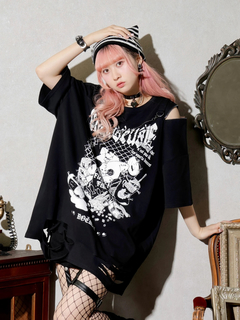 NOEMIE(ノエミー) |病みねこチェーンダメージユニセックスＴシャツ