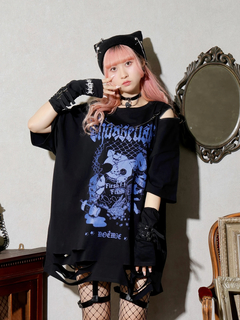 NOEMIE(ノエミー) |病みねこチェーンダメージユニセックスＴシャツ