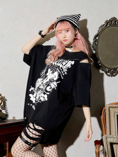 NOEMIE(ノエミー) |病みねこチェーンダメージユニセックスＴシャツ
