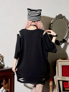 NOEMIE(ノエミー) |病みねこチェーンダメージユニセックスＴシャツ