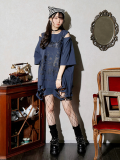 NOEMIE(ノエミー) |病みねこチェーンダメージユニセックスＴシャツ