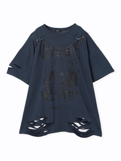 NOEMIE(ノエミー) |病みねこチェーンダメージユニセックスＴシャツ