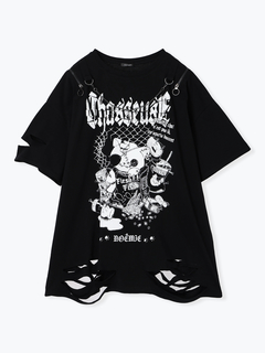 NOEMIE(ノエミー) |病みねこチェーンダメージユニセックスＴシャツ
