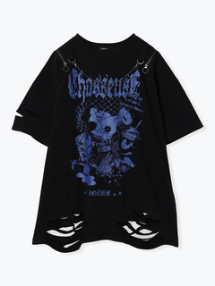 NOEMIE(ノエミー) |病みねこチェーンダメージユニセックスＴシャツ