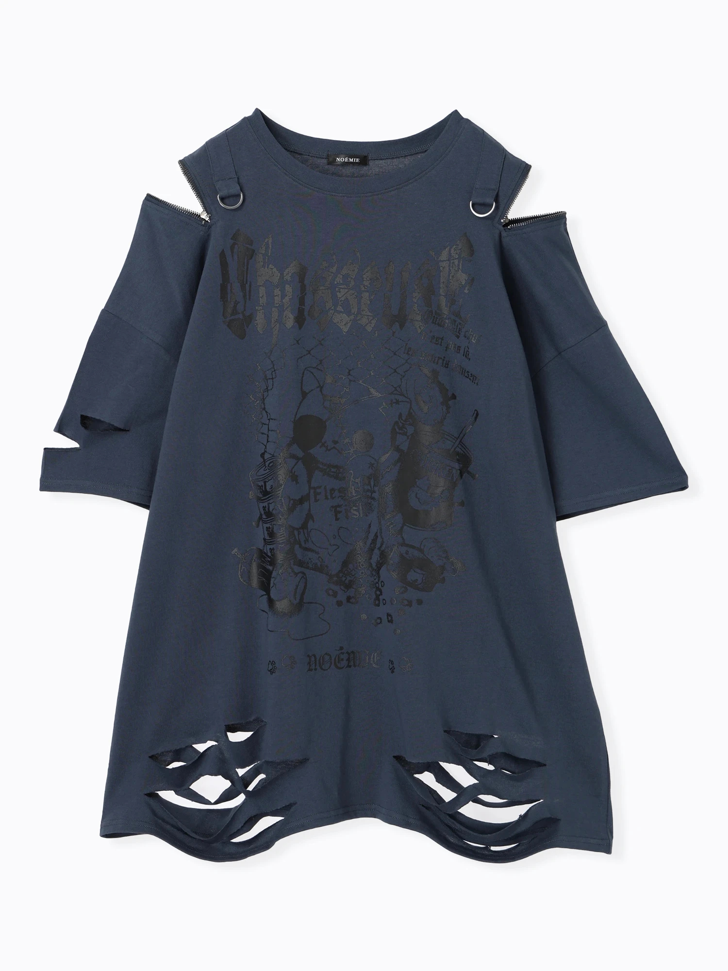 病みねこチェーンダメージユニセックスTシャツ（カットソー・T