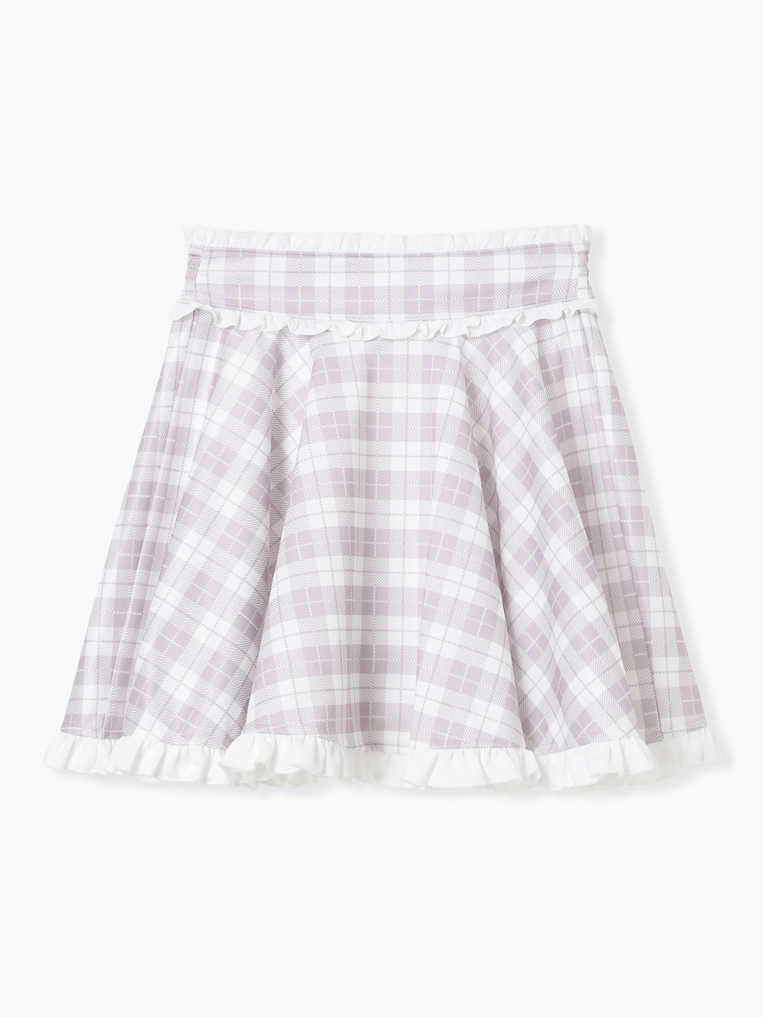 チェックフリルジャージスカパン（ミニスカート｜黒・サックス・ピンク