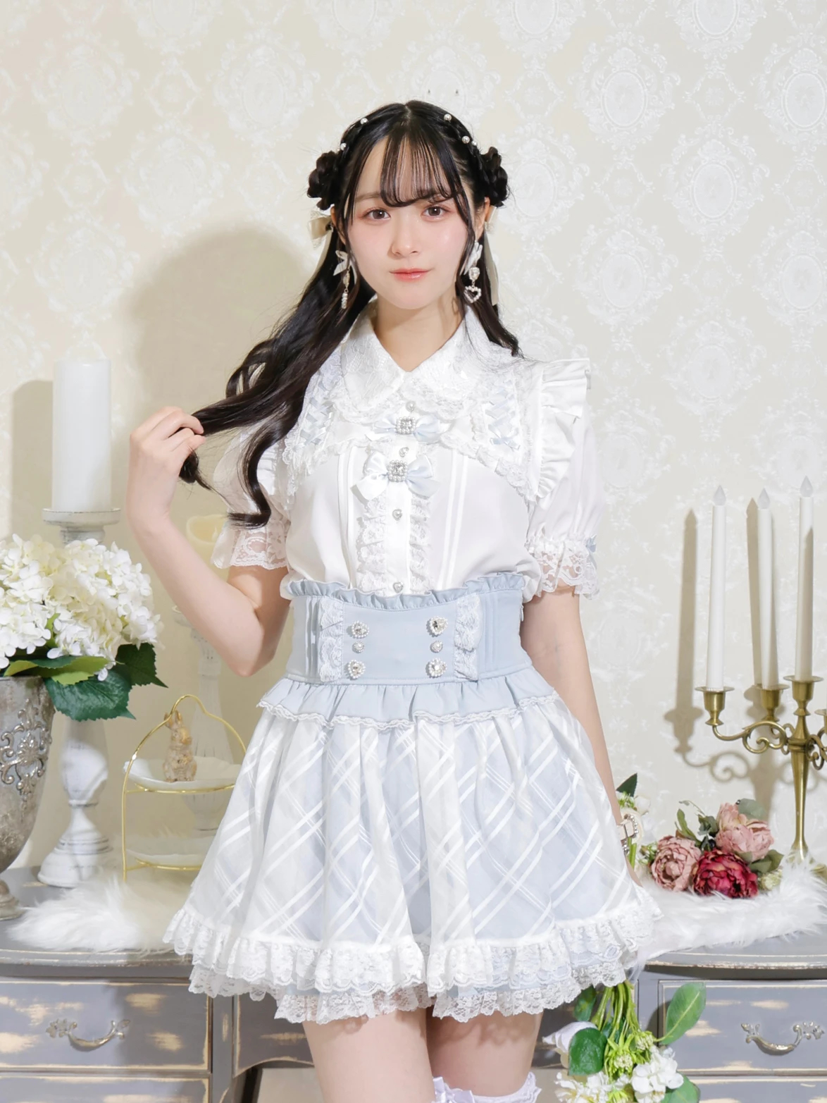 プリンセスシアーチェックフレアスカパン（ミニスカート｜オフホワイト