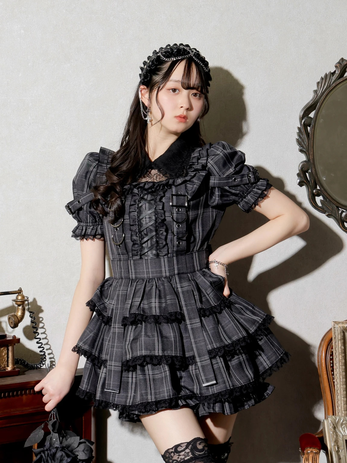 ノエミー（NOEMIE） ティアードレースアップセットアップ ノエミー NOEMIE ティアードレースアップセットアップ （黒