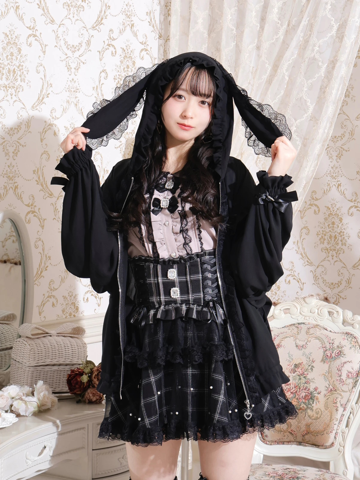 NOEMIE うさ耳リボンブルゾン ブラック NOEMIE｜うさ耳リボンシアーブルゾン | Rakuten Fashion(楽天