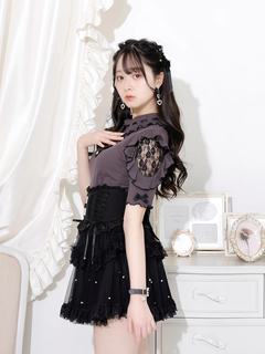 NOEMIE(ノエミー) |キラキラリボンオープンショルダープチハイカットソー