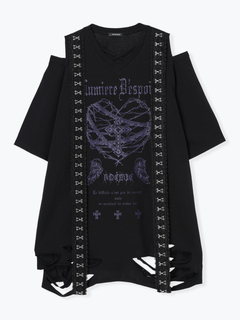 NOEMIE(ノエミー) |メニーレースホックダメージTシャツ