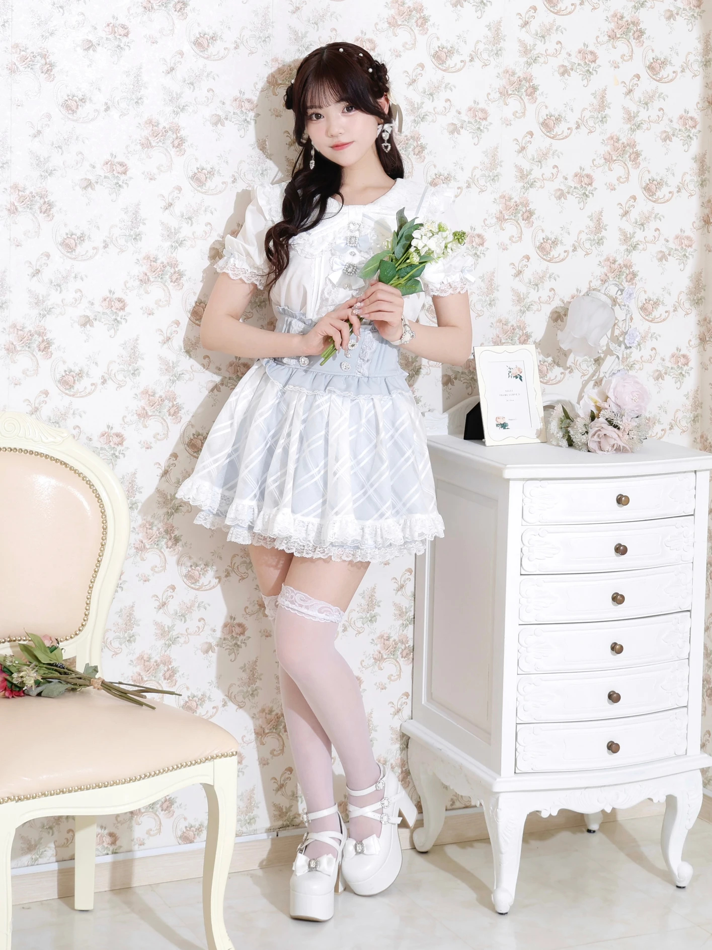 キラキラハートチャームリボンセーラーブラウス（シャツ