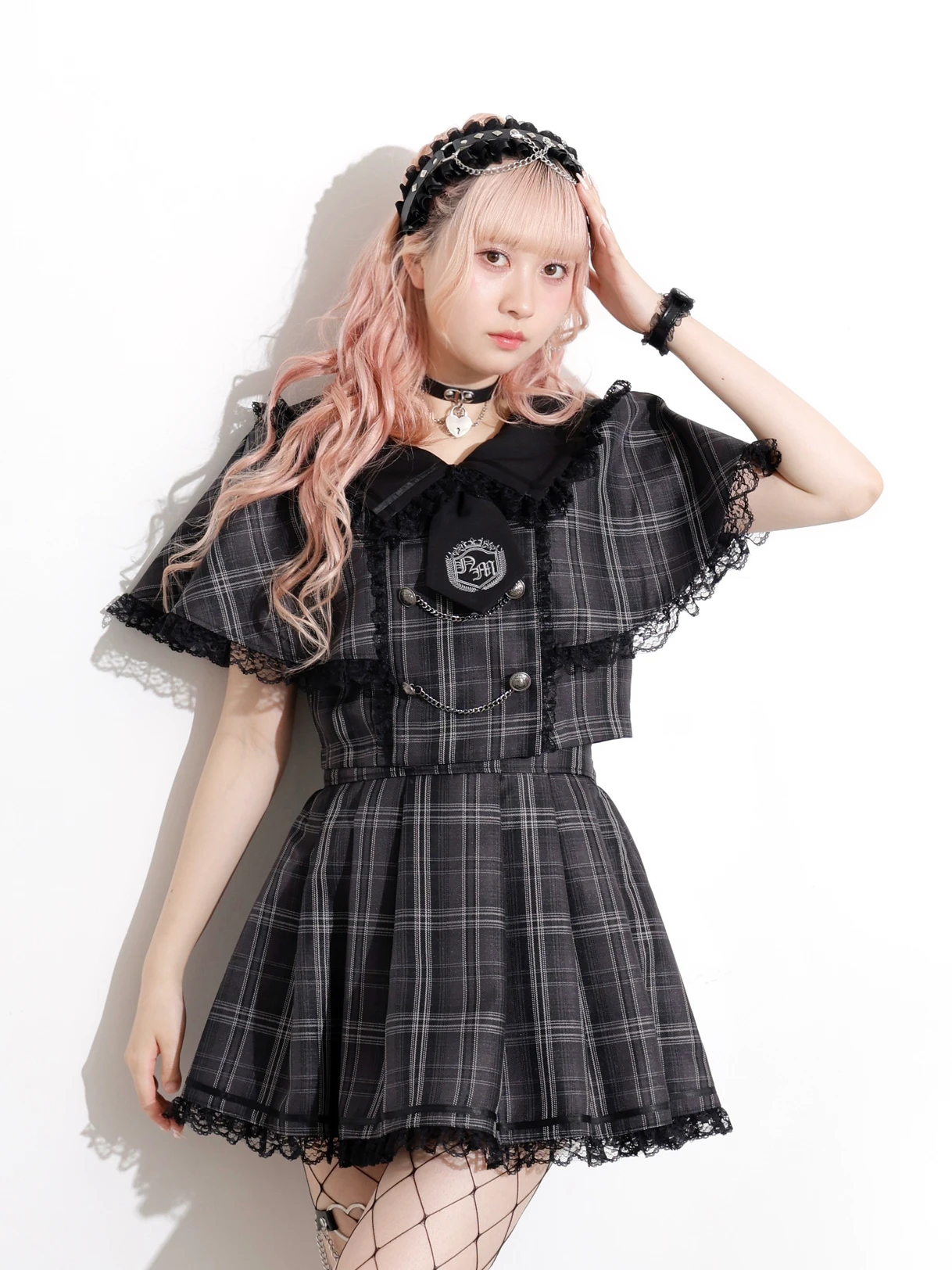 地雷 ロジータ ケープ フリルブラウス ノエミー スカート 十字架 セットアップ ロジータ ROJITA レースケープブラウス （ホワイト