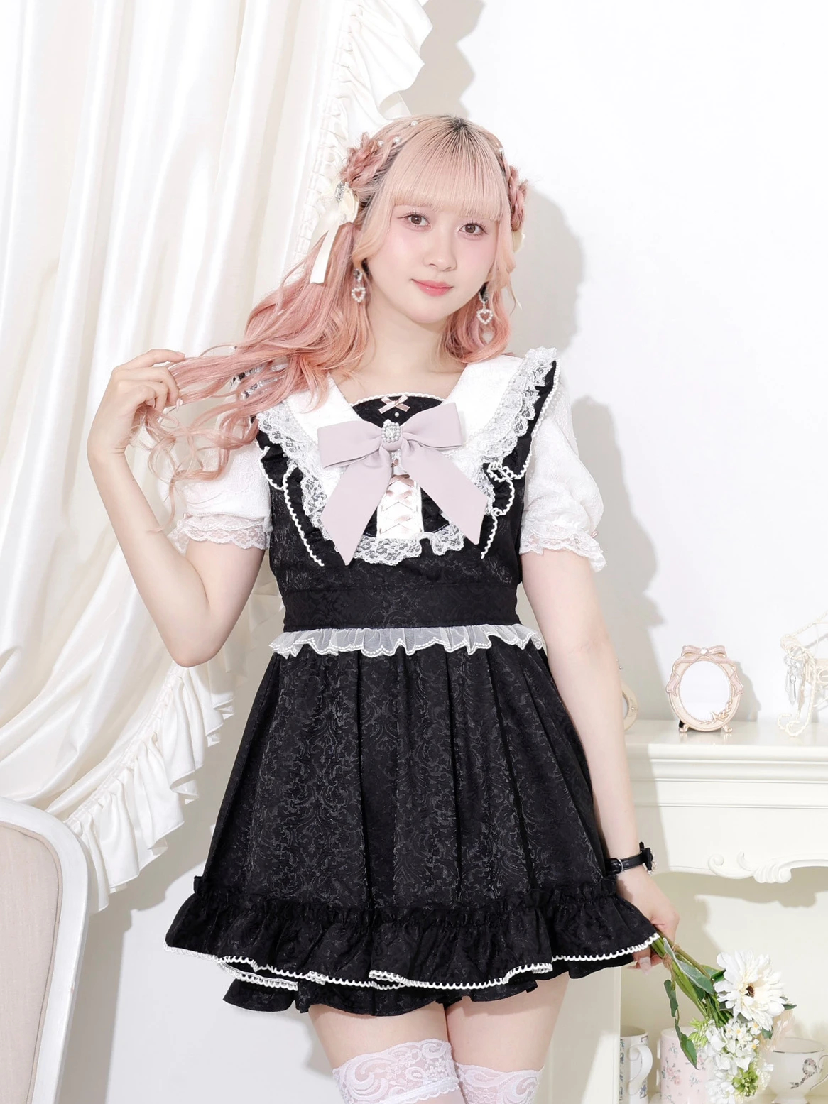 売れ筋がひ新作！ ラッフルフリルヨークジャガードセットアップ（セットアップ ワンピース