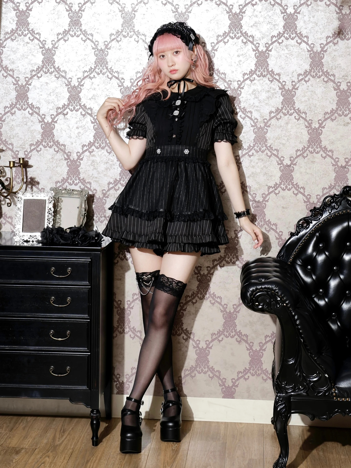 メイドライクゴシックチュールフレアセットアップ（セットアップ｜濃