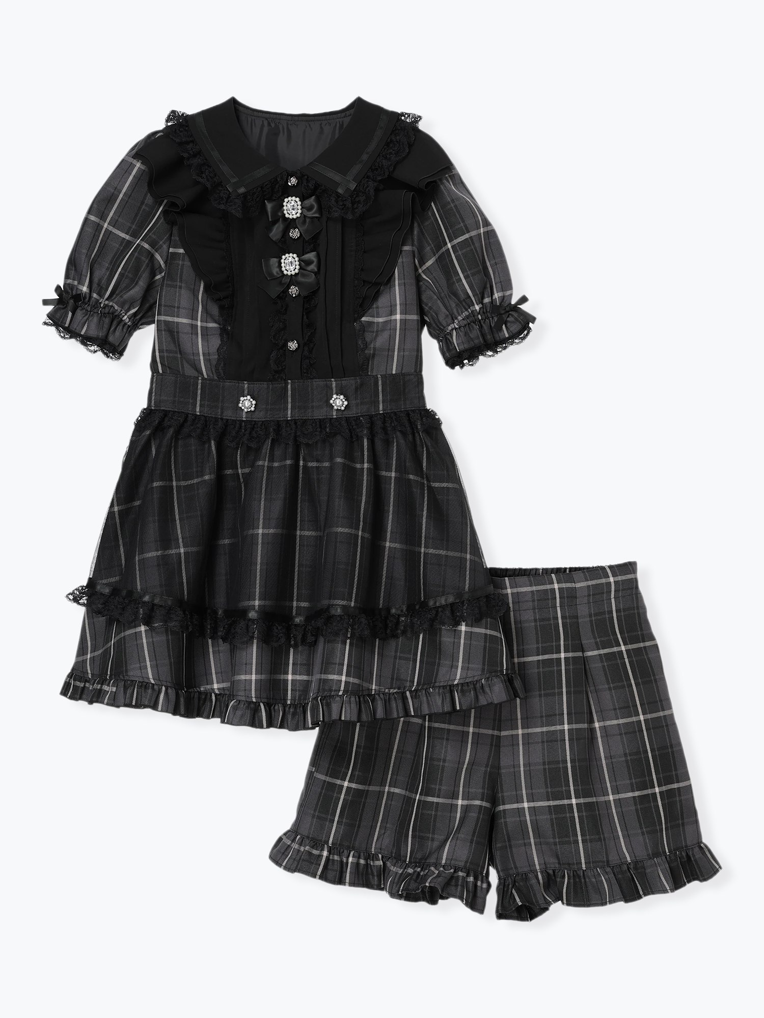 フェーブ　優雅なファッション　5点セット エリック・エ・ジル　希少 メイドライクゴシックチュールフレアセットアップ（セットアップ｜濃