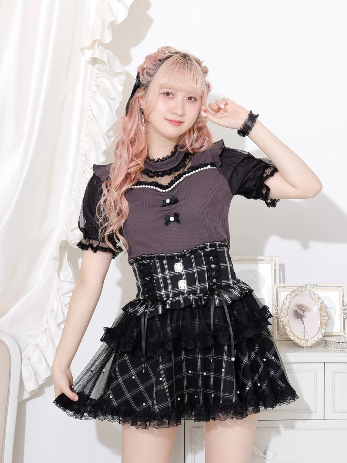 tシャツ ドットチュールデコルテシアーカットソー レディース ドットチュールデコルテシアーカットソー（カットソー・Tシャツ