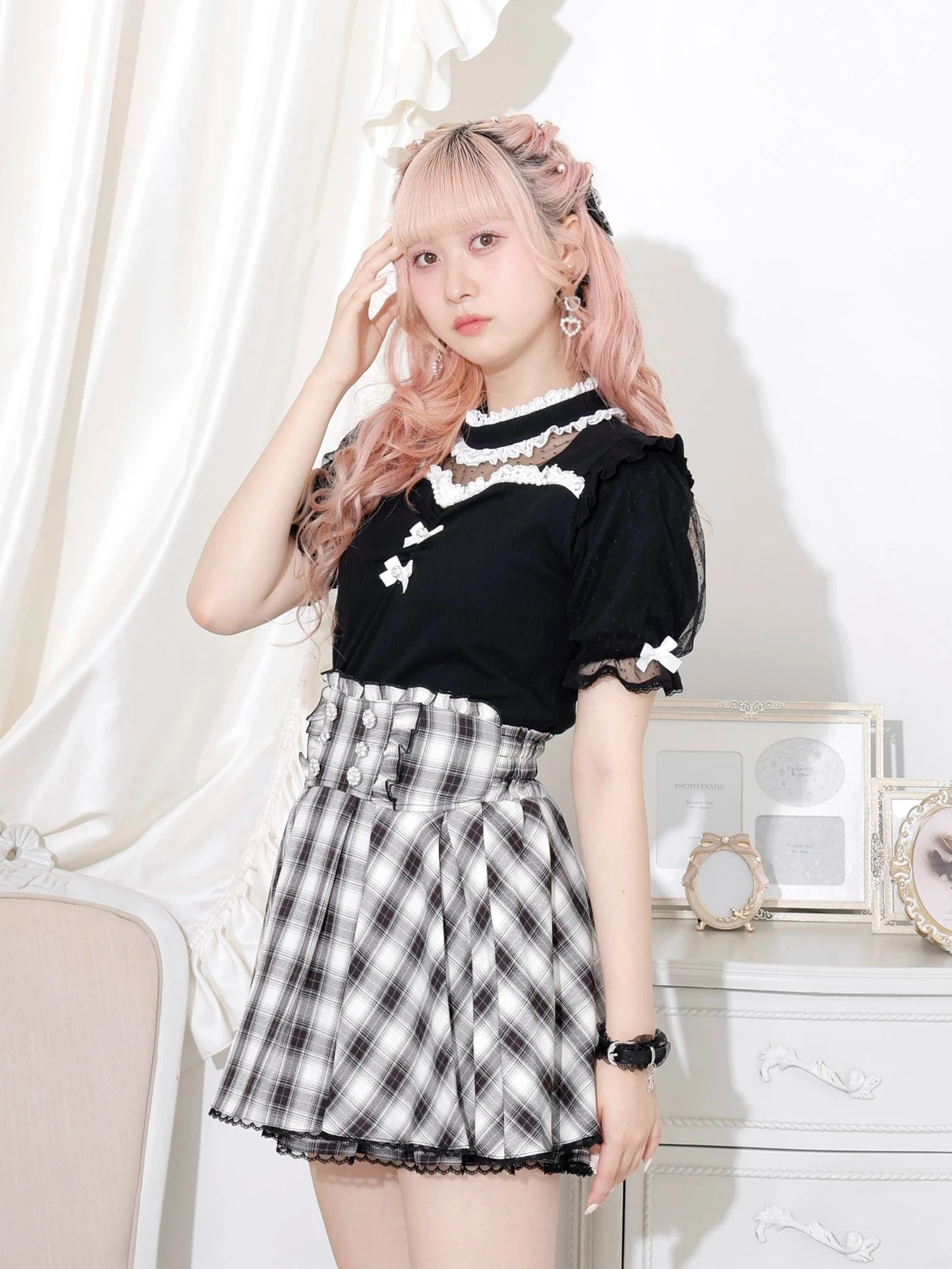 tシャツ ドットチュールデコルテシアーカットソー レディース ドットチュールデコルテシアーカットソー（カットソー・Tシャツ