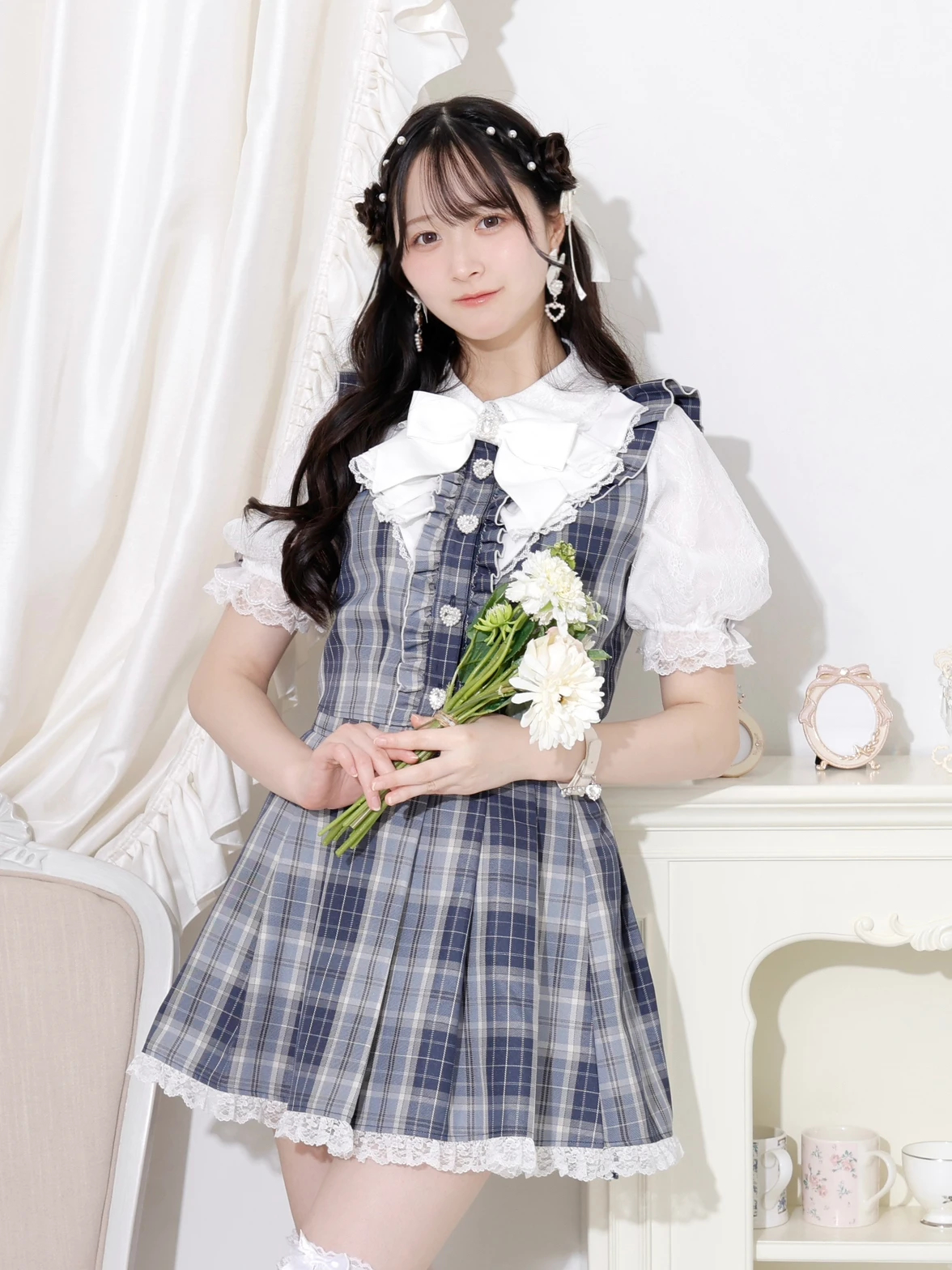 地雷 ノエミー ブラウス リボン ラッフルフリル ハート スカパン セットアップ 地雷 ノエミー ブラウス リボン ラッフルフリル ハート スカパン