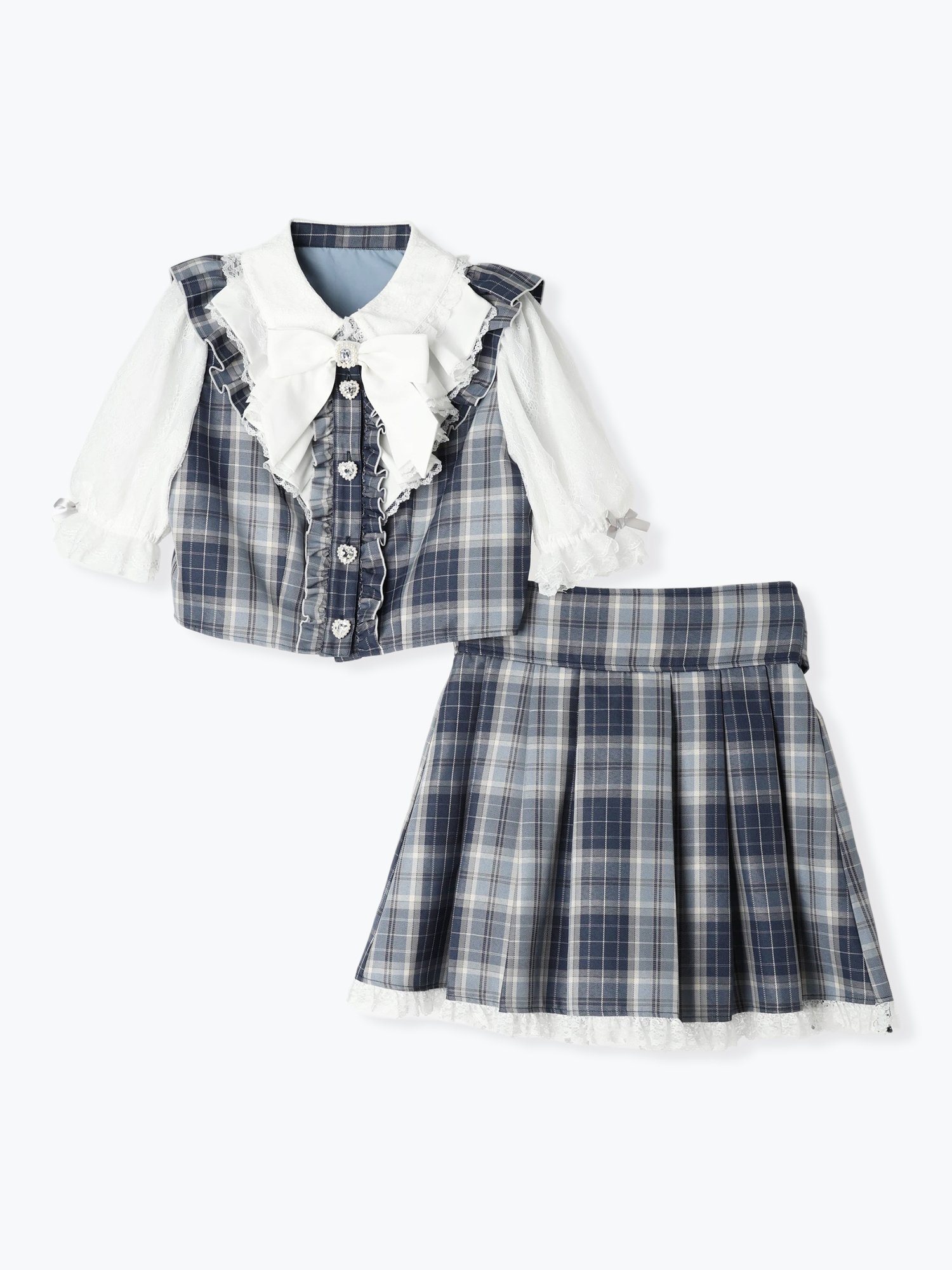 ハートビジューバックリボンラッフルセットアップ（セットアップ