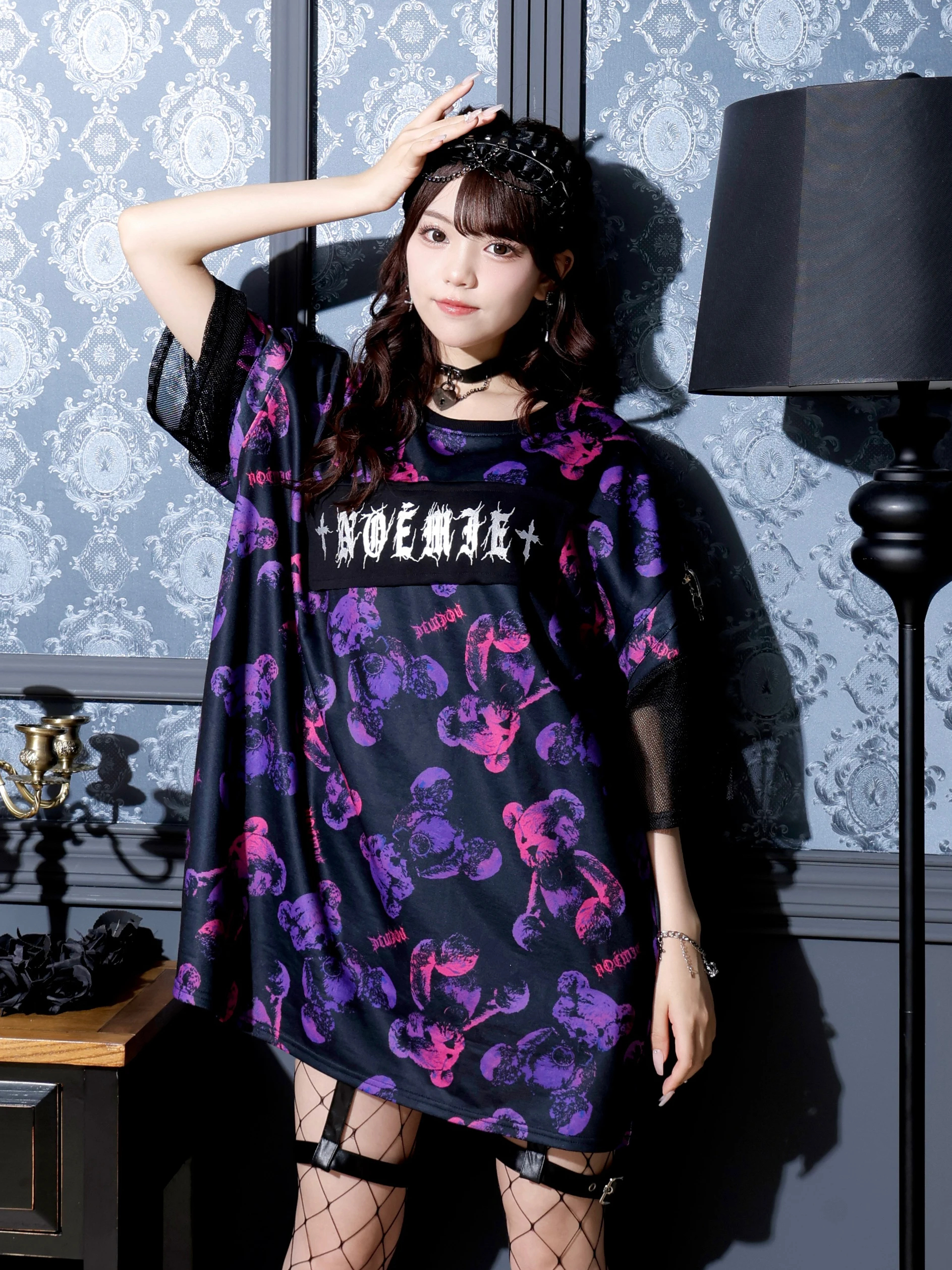 病みくまいっぱいユニセックス裏毛Tシャツ（カットソー・Tシャツ｜青