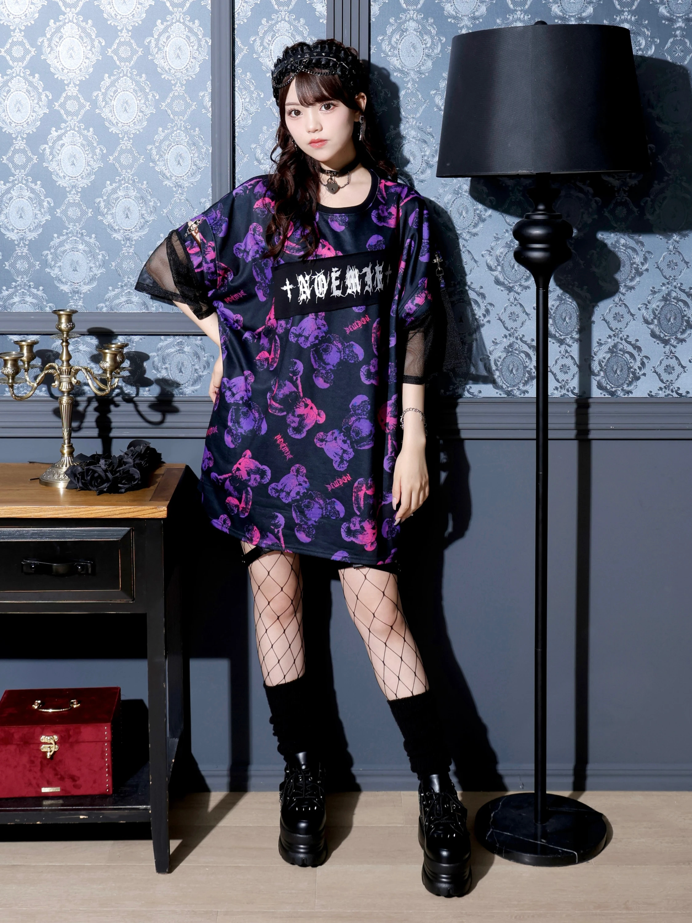 病みくまいっぱいユニセックス裏毛Tシャツ（カットソー・Tシャツ｜青