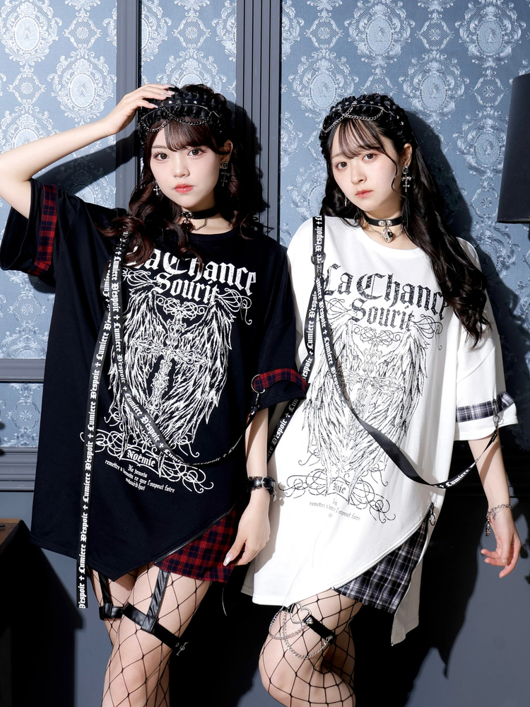 NOEMIE(ノエミー) |チェック切り替えユニセックス裏毛Tシャツ
