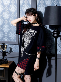 NOEMIE(ノエミー) |チェック切り替えユニセックス裏毛Tシャツ