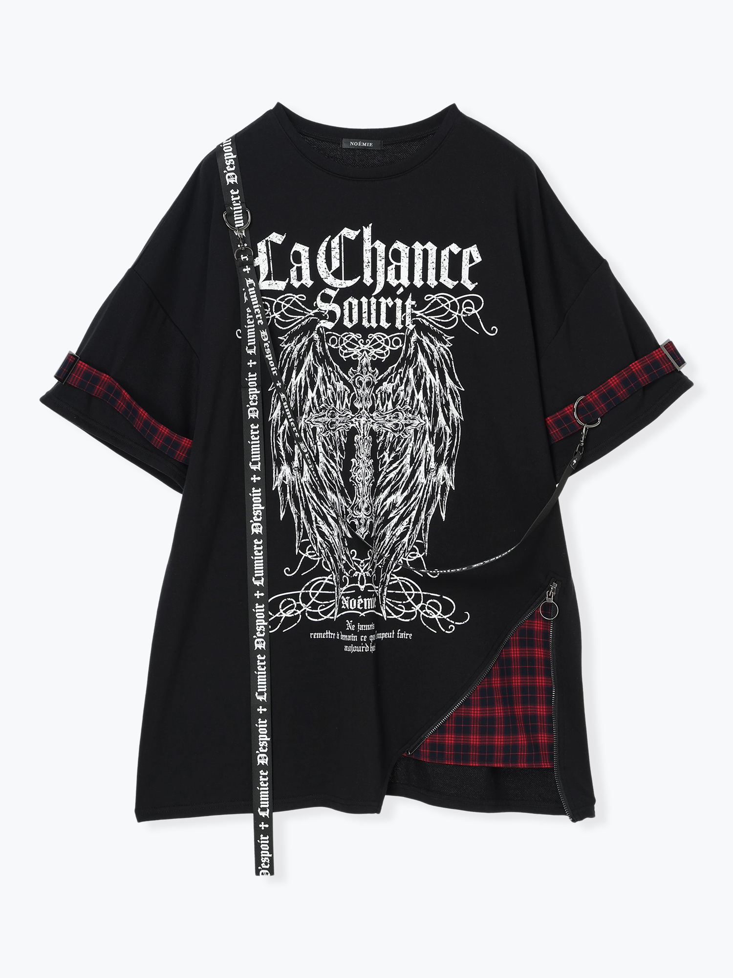 チェック切り替えユニセックス裏毛Tシャツ チェック切り替えユニセックス裏毛Tシャツ（カットソー・Tシャツ