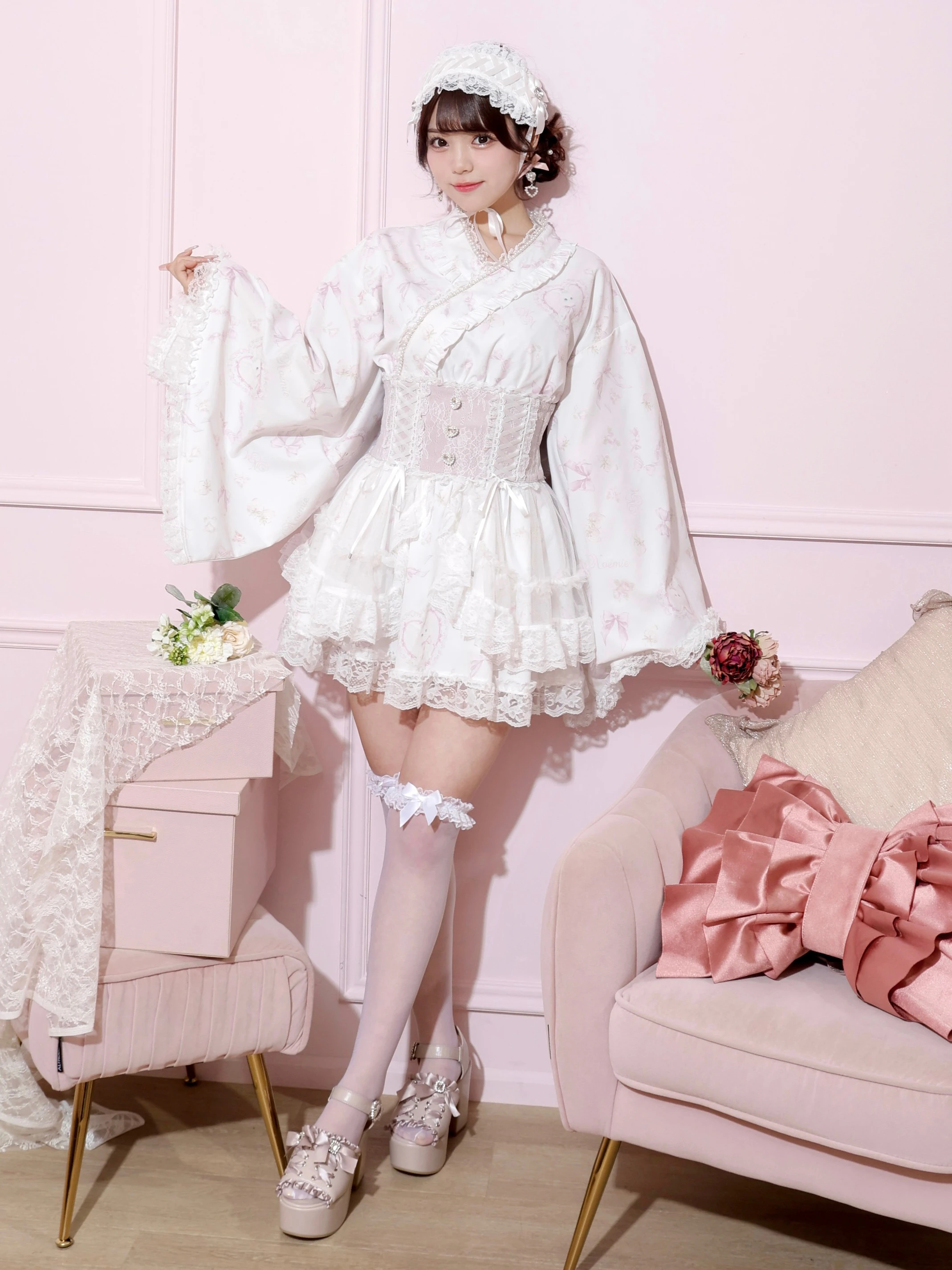 NOEMI浴衣ドレス ノエミー NOEMIE うさぎさんチュールフレア浴衣ドレス （ピンク
