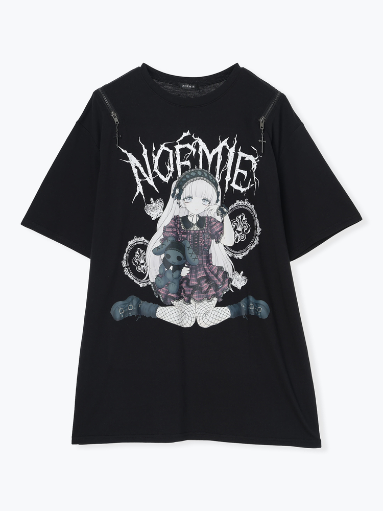 NOEMIE(ノエミー) |NOĒMIEおんなのこクロスチャーム肩ジップTシャツ