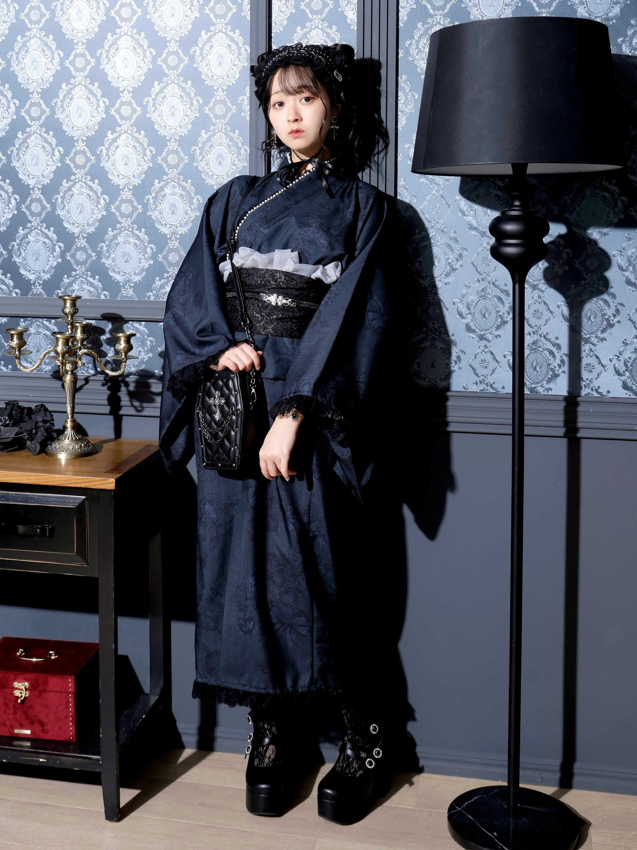 ゴシックシャンデリアセパレート浴衣（その他ワンピース｜濃グレー・黒