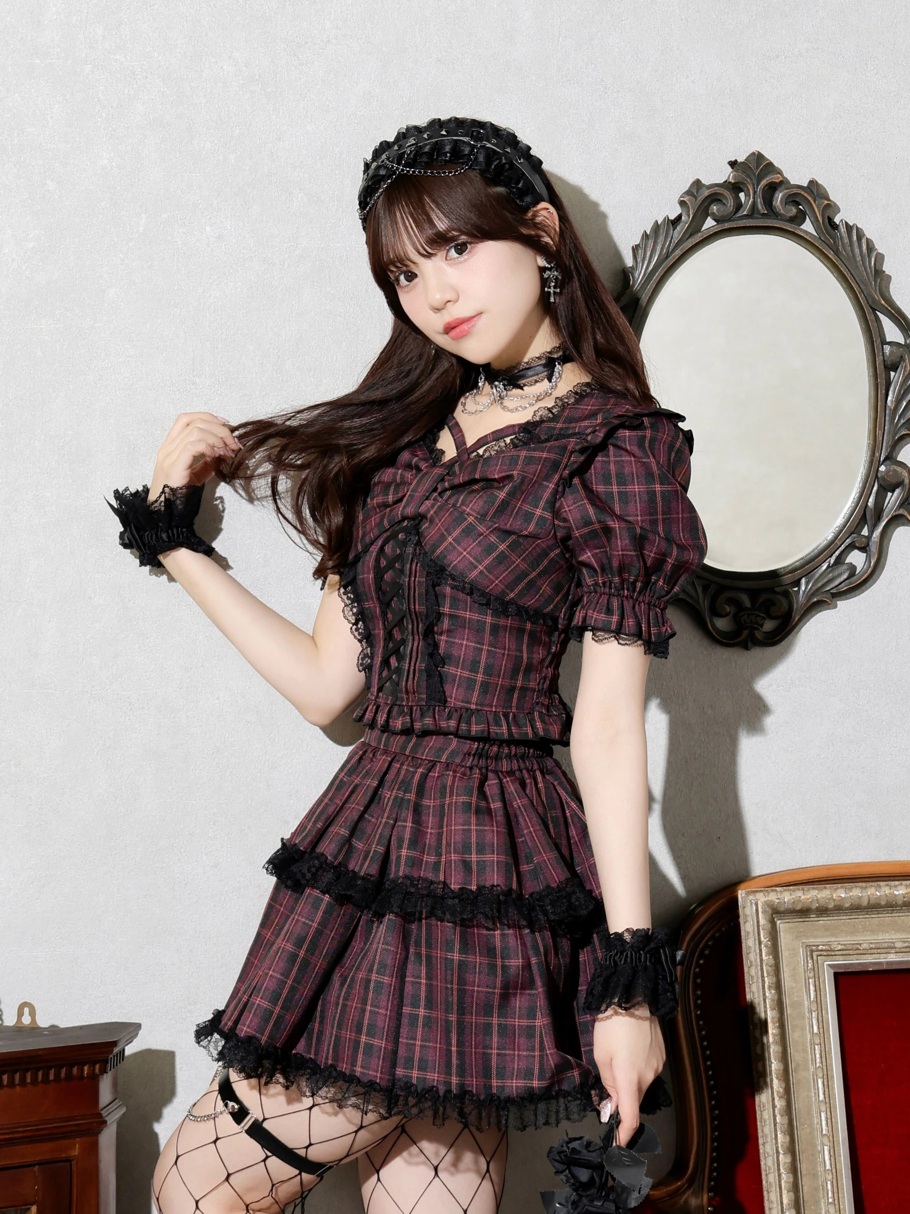 デコルテチョーカーリボンセットアップ（セットアップ｜ピンク・A柄