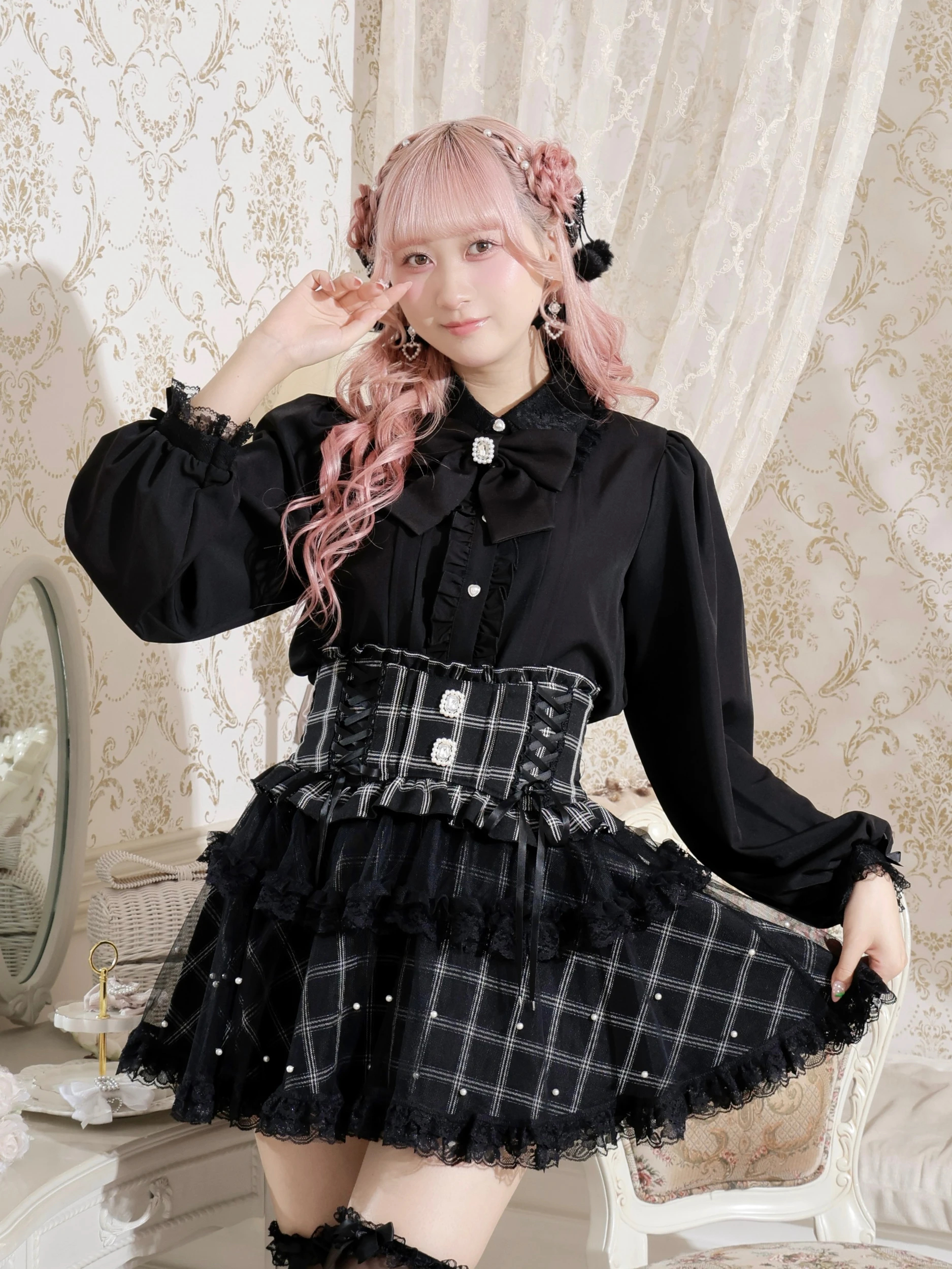 推しカラーブラウス（シャツ・ブラウス｜黒・白・オフホワイト・ピンク