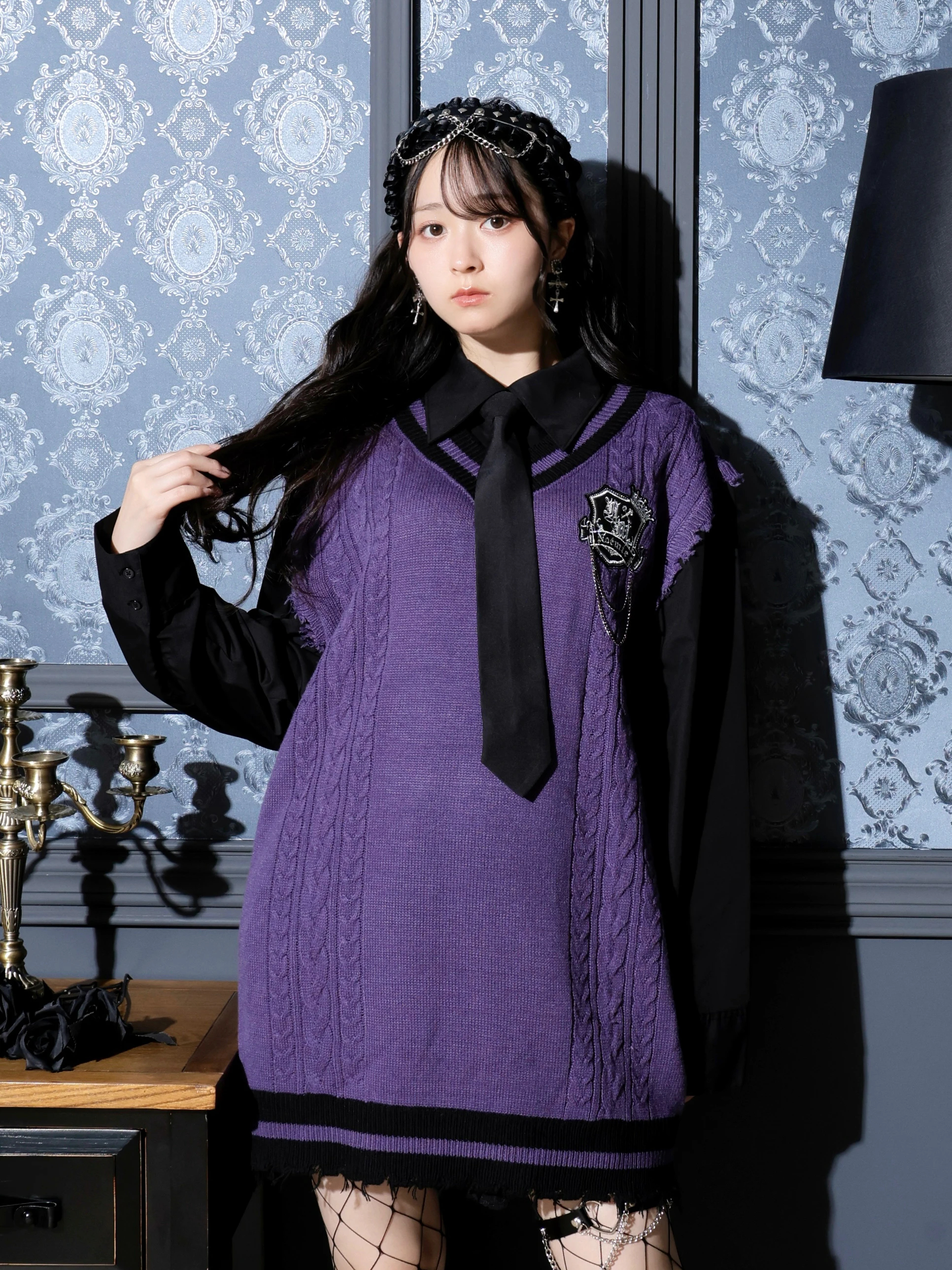 美品⁂センソユニコ⁂ロングニットチュニック　ベスト　バイカラー　変形　微ラメ　M 美品⁂センソユニコ⁂ロングニットチュニック ベスト バイカラー 変形 微