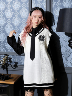 NOEMIE(ノエミー) |ケーブルフェイクレイヤーユニセックスニットベスト