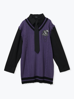 NOEMIE(ノエミー) |ケーブルフェイクレイヤーユニセックスニットベスト