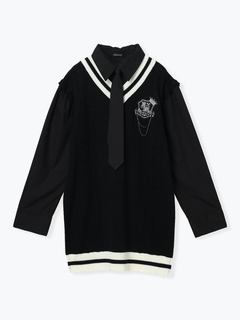 NOEMIE(ノエミー) |ケーブルフェイクレイヤーユニセックスニットベスト