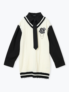 NOEMIE(ノエミー) |ケーブルフェイクレイヤーユニセックスニットベスト