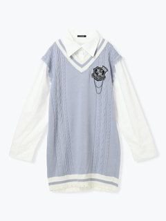 NOEMIE(ノエミー) |ケーブルフェイクレイヤーユニセックスニットベスト