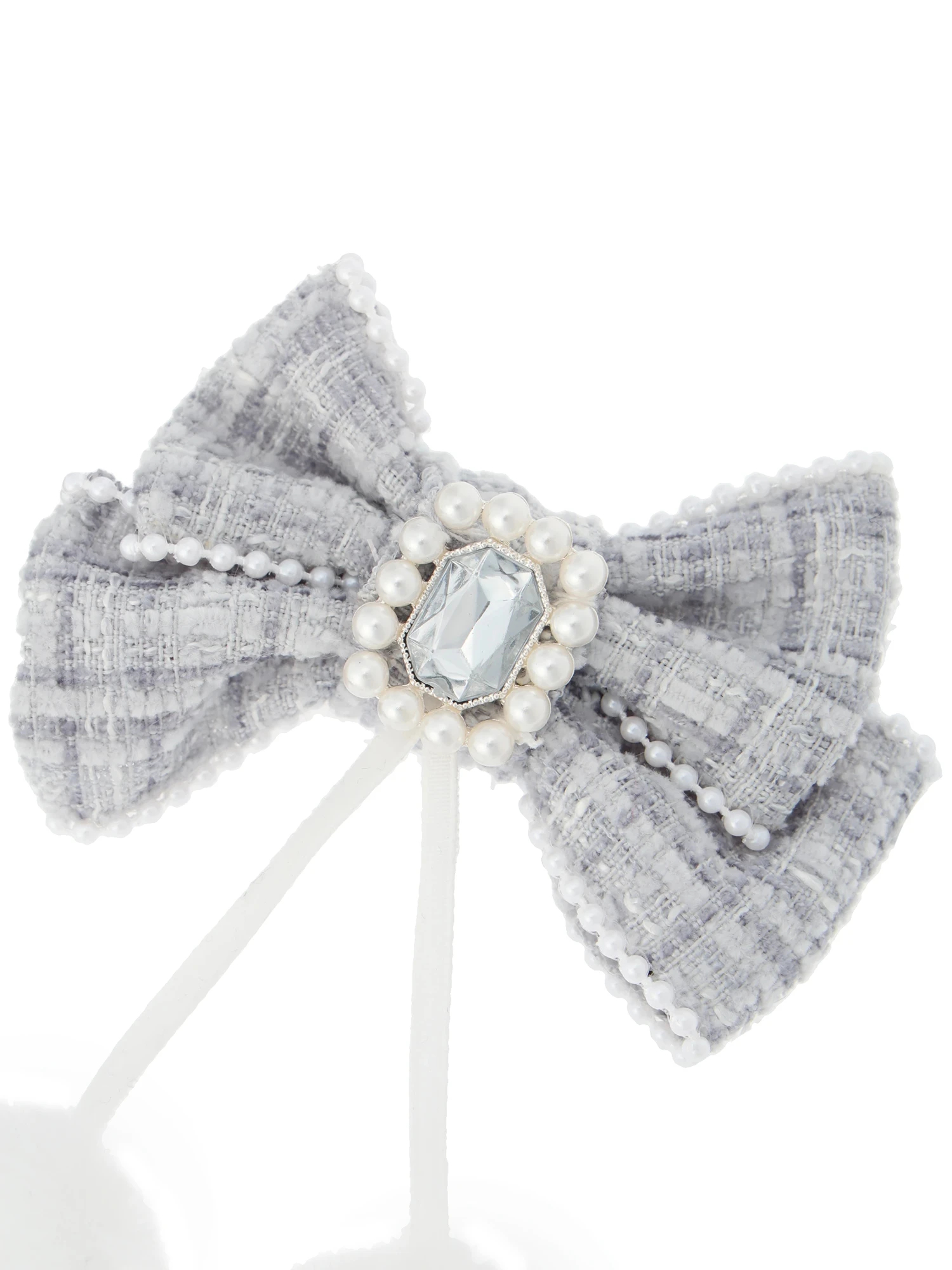 ツイードリボンぽんぽんツインテールクリップ（アクセサリー｜オフ